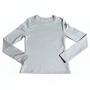 BCG Girls Cold Weather Performance Shirt Crew Neck Thumb Holes Light Gray NEW